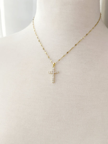 8417JN -  Kristy Gold Filled Cross Necklace