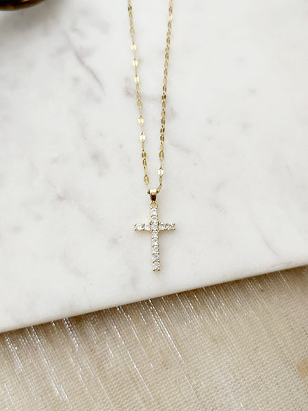 8417JN -  Kristy Gold Filled Cross Necklace